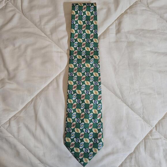 Fendi Other - Fendi Green Blue Squares Silk Tie Pure  60" x 3" Roma Italy